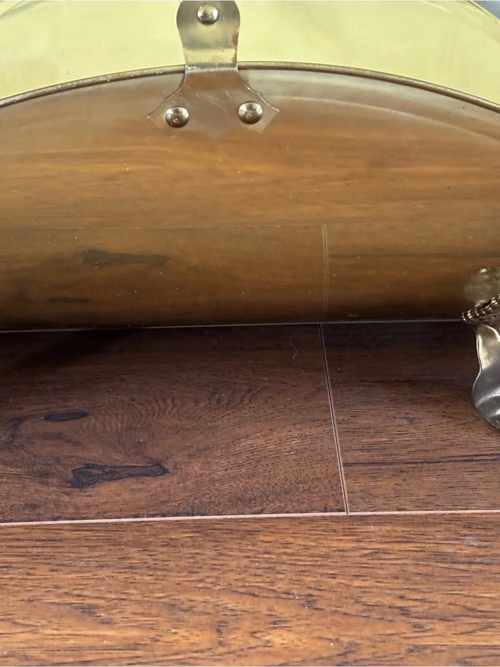 Brass Fireplace Log Holder with Claw Feet - Gold & Wood